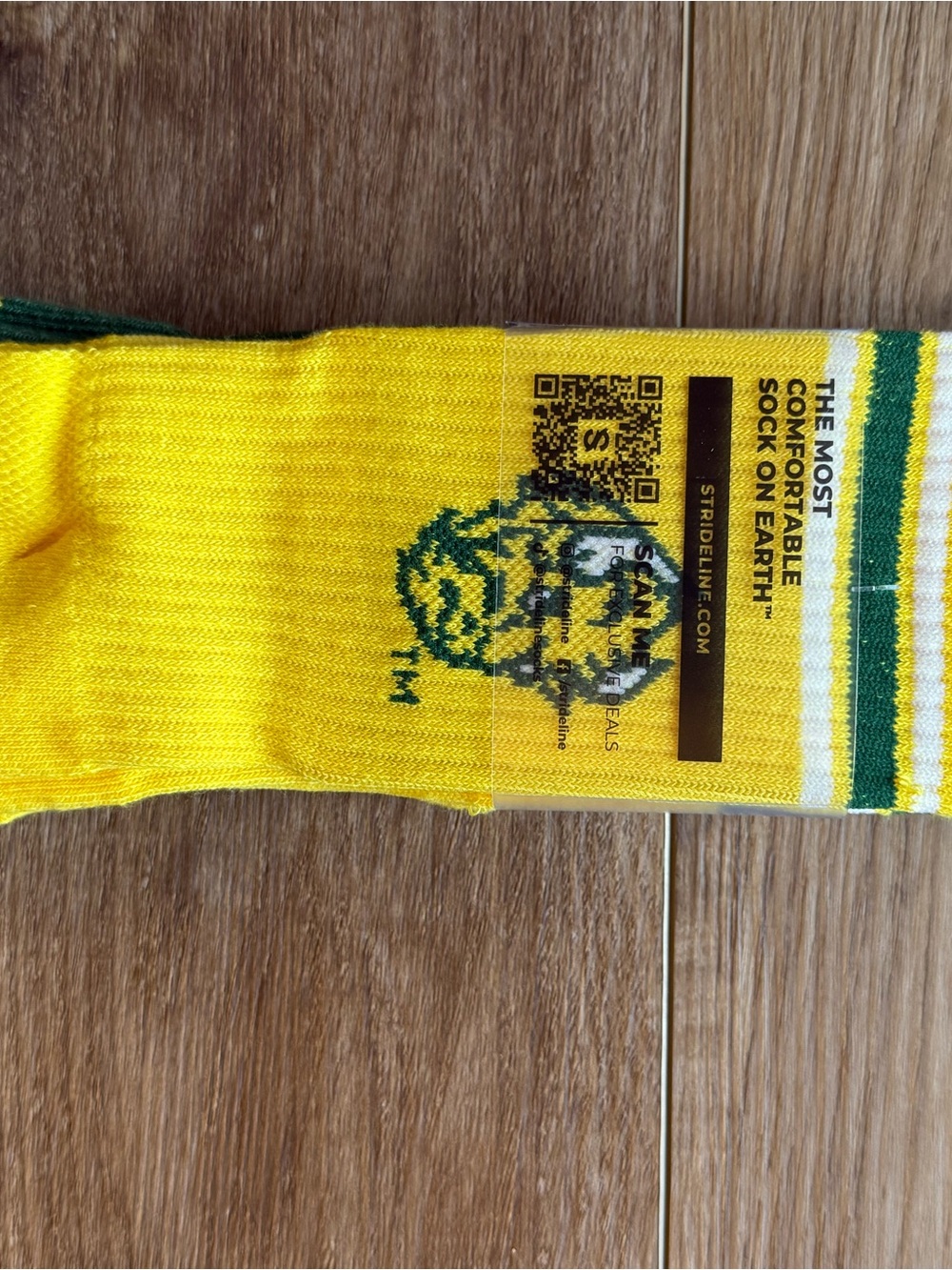 Strideline Yellow Crew Socks with Green Accents NDSU Bison